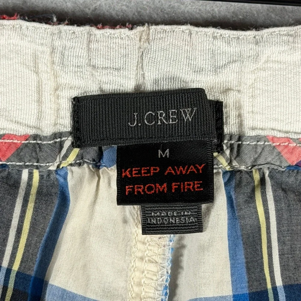 J.Crew Mens Plaid Pajama Pants Red Blue White Cotton Drawstring Size M